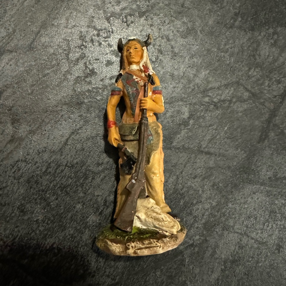 Vintage Rare Native American Figurine Holding Weapon